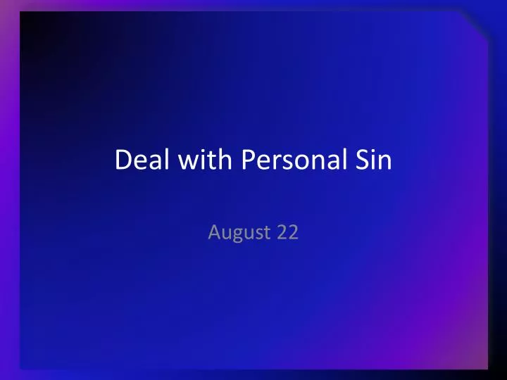 deal with personal sin