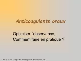 anticoagulants oraux