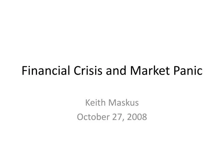 financial crisis and market panic