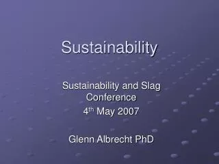 Sustainability