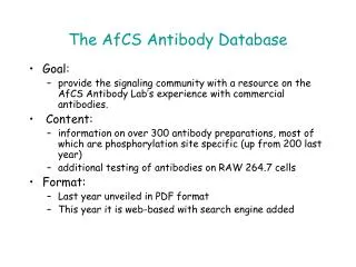 The AfCS Antibody Database