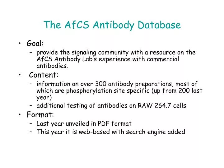 the afcs antibody database
