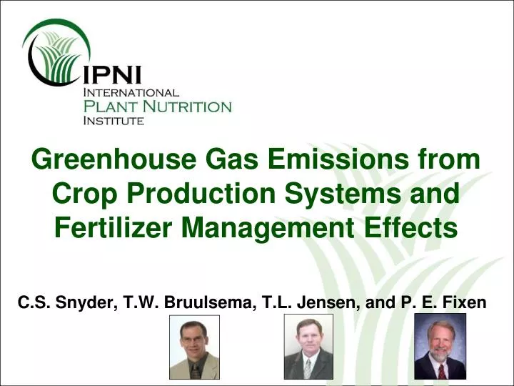 greenhouse gas emissions from crop production systems and fertilizer management effects