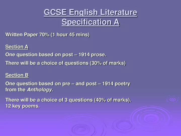 gcse english literature specification a