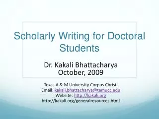 Scholarly Writing for Doctoral Students