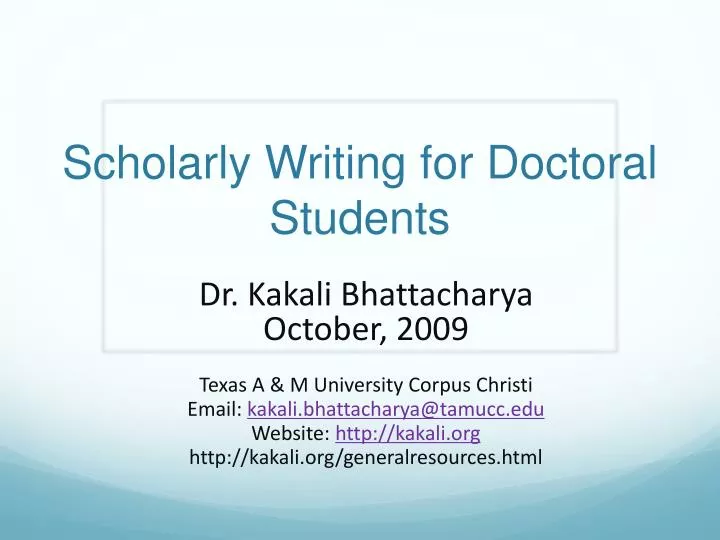scholarly writing for doctoral students