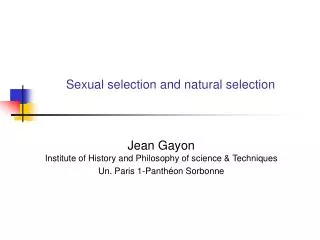 Sexual selection and natural selection