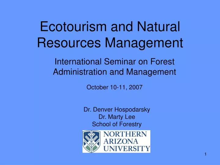ecotourism and natural resources management