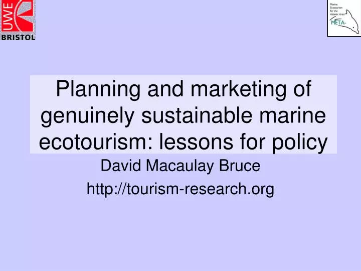 planning and marketing of genuinely sustainable marine ecotourism lessons for policy
