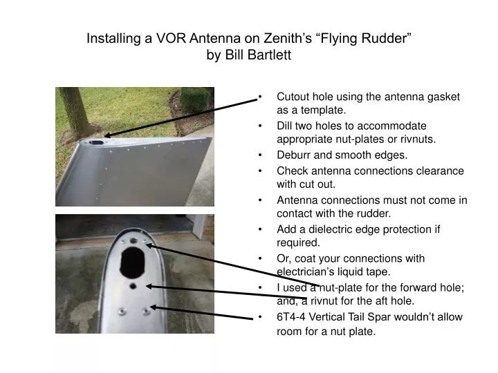 installing a vor antenna on zenith s flying rudder by bill bartlett