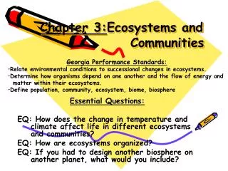 Chapter 3: Ecosystems and 				Communities