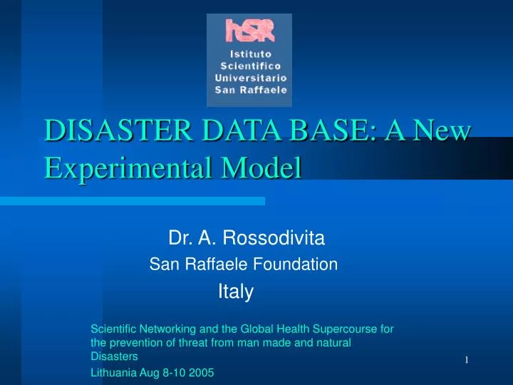 disaster data base a new experimental model