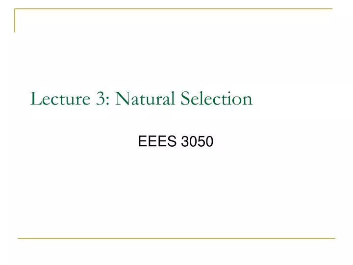 lecture 3 natural selection