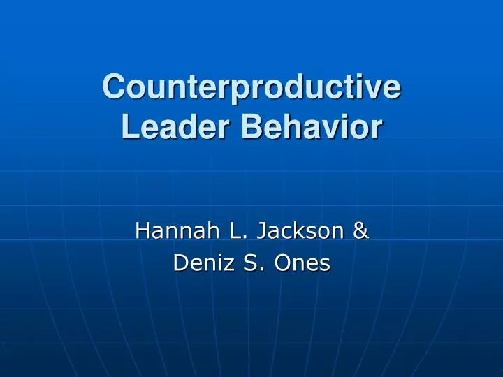 counterproductive leader behavior