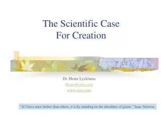 The Scientific Case For Creation