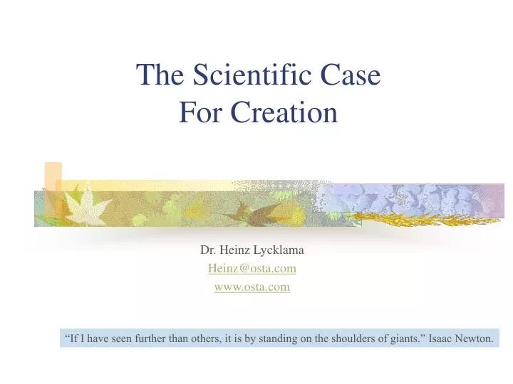 the scientific case for creation