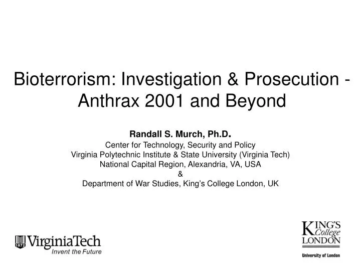 bioterrorism investigation prosecution anthrax 2001 and beyond