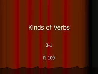 Kinds of Verbs