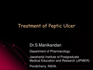 Treatment of Peptic Ulcer