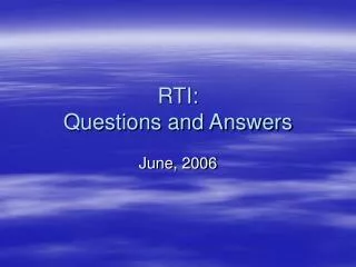 RTI: Questions and Answers