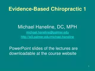 Evidence-Based Chiropractic 1