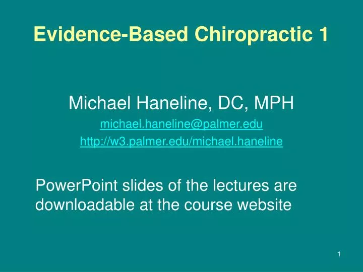 evidence based chiropractic 1