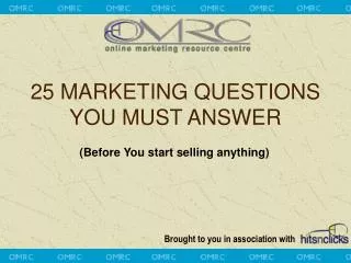 25 MARKETING QUESTIONS YOU MUST ANSWER