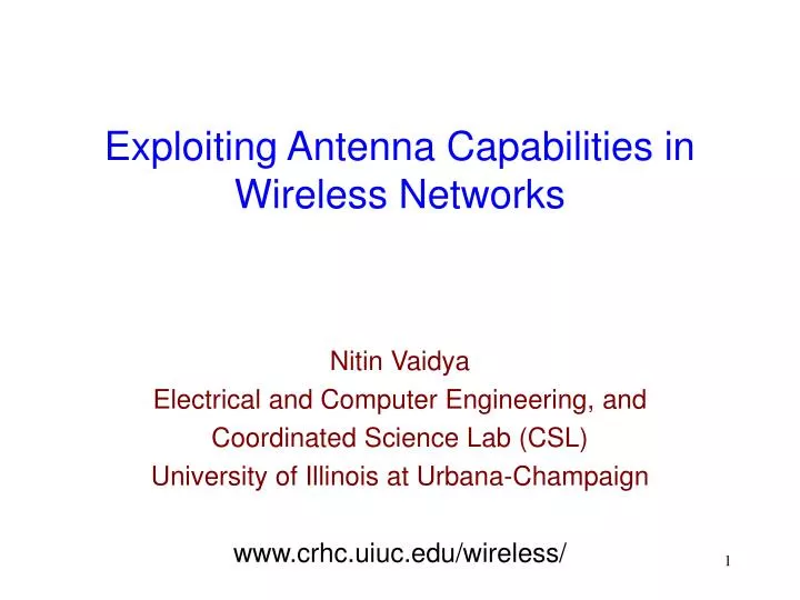 exploiting antenna capabilities in wireless networks