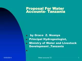 Proposal For Water Accounts- Tanzania