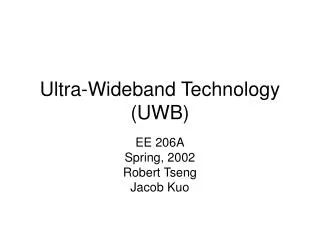 Ultra-Wideband Technology (UWB)