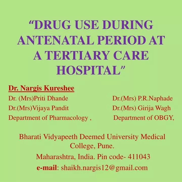 drug use during antenatal period at a tertiary care hospital