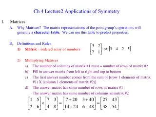 Ch 4 Lecture2 Applications of Symmetry