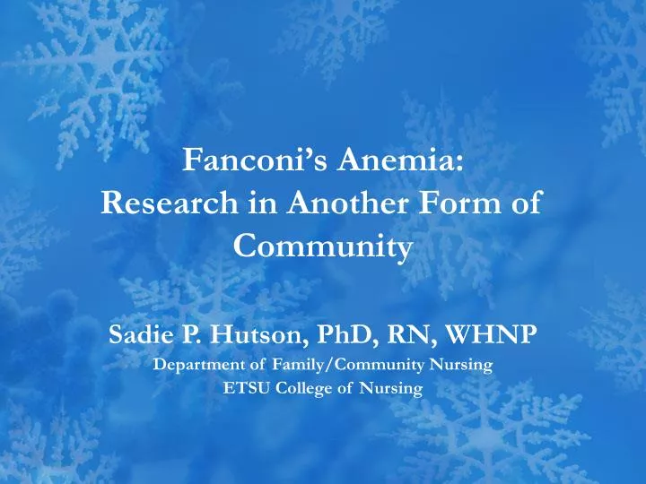 fanconi s anemia research in another form of community
