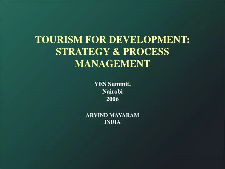 tourism for development strategy process management
