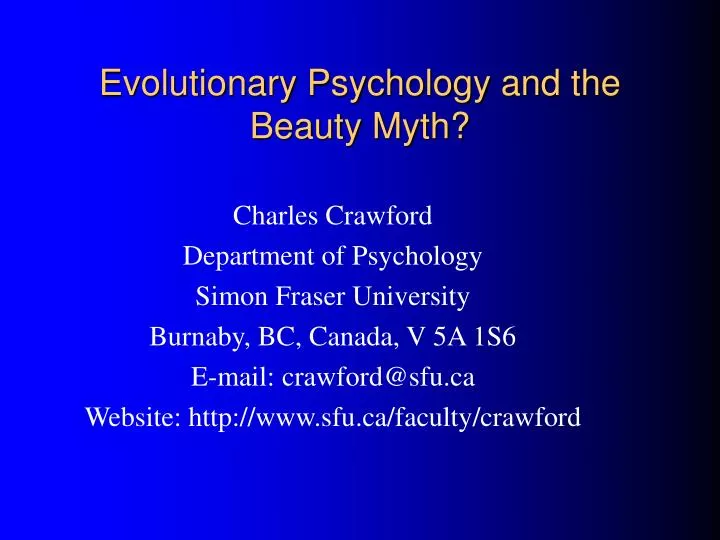 evolutionary psychology and the beauty myth