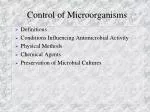 Control of Microorganisms - slide 1