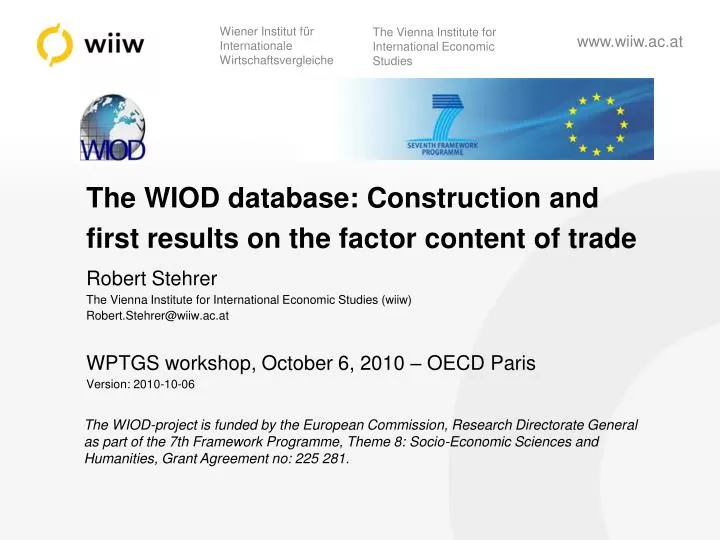 the wiod database construction and first results on the factor content of trade