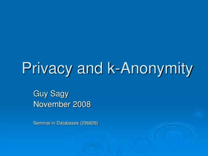 privacy and k anonymity