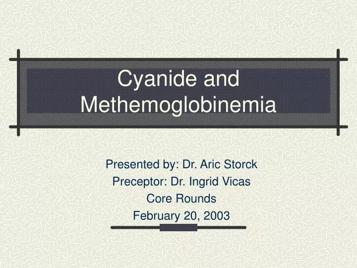 cyanide and methemoglobinemia