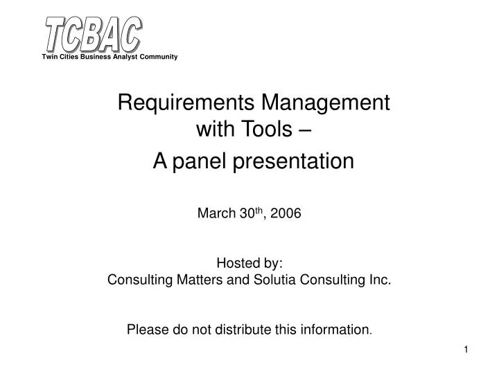 requirements management with tools a panel presentation