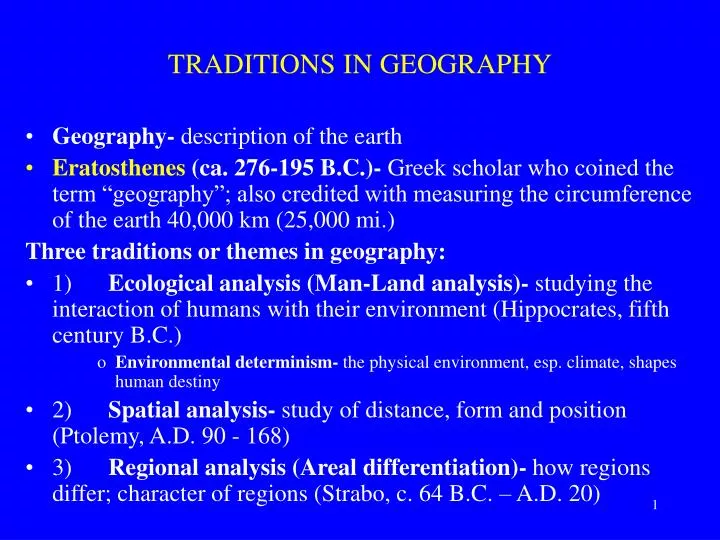 traditions in geography