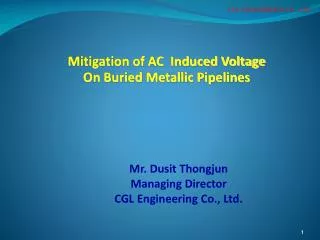 Mr. Dusit Thongjun Managing Director CGL Engineering Co., Ltd.
