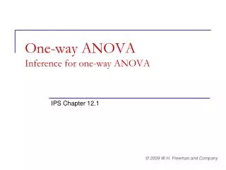 One-way ANOVA Inference for one-way ANOVA