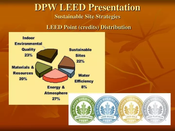 dpw leed presentation sustainable site strategies leed point credits distribution