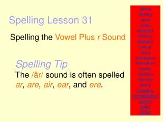 Spelling Lesson 31