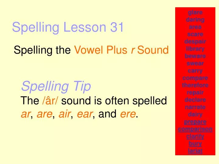 spelling lesson 31