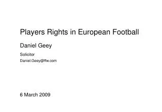 Players Rights in European Football
