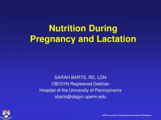 Nutrition During Pregnancy and Lactation