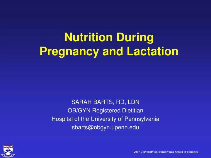 nutrition during pregnancy and lactation