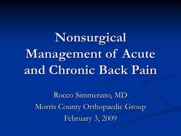 nonsurgical management of acute and chronic back pain